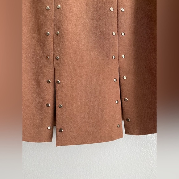 LIU.JO A-line Caramel Camel Tan Skirt Silver Studded Embellished Y2K Luxury 2 - Picture 4 of 12